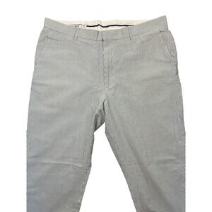 J Crew Seersucker Pants Mens 36x30 Blue & White Stripe Chino